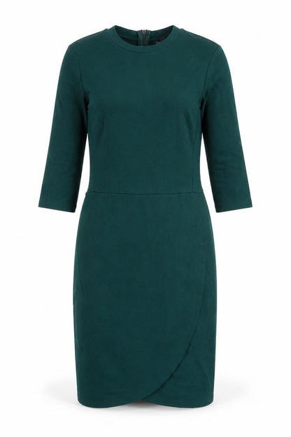 Topshop Womens Green Viscose Shift Size 8 Crew Neck Zip