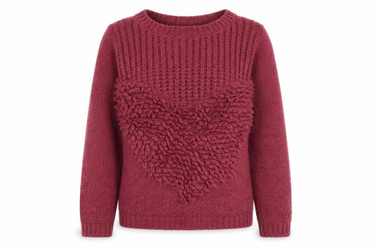 Front view of Miss Selfridge women’s pink round neck acrylic jumper, size UK 6