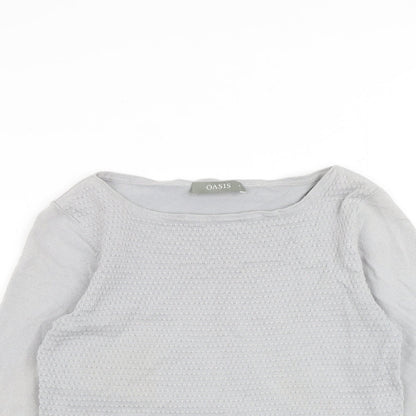 Oasis Womens Grey Boat Neck 100% Cotton Pullover Jumper Size S