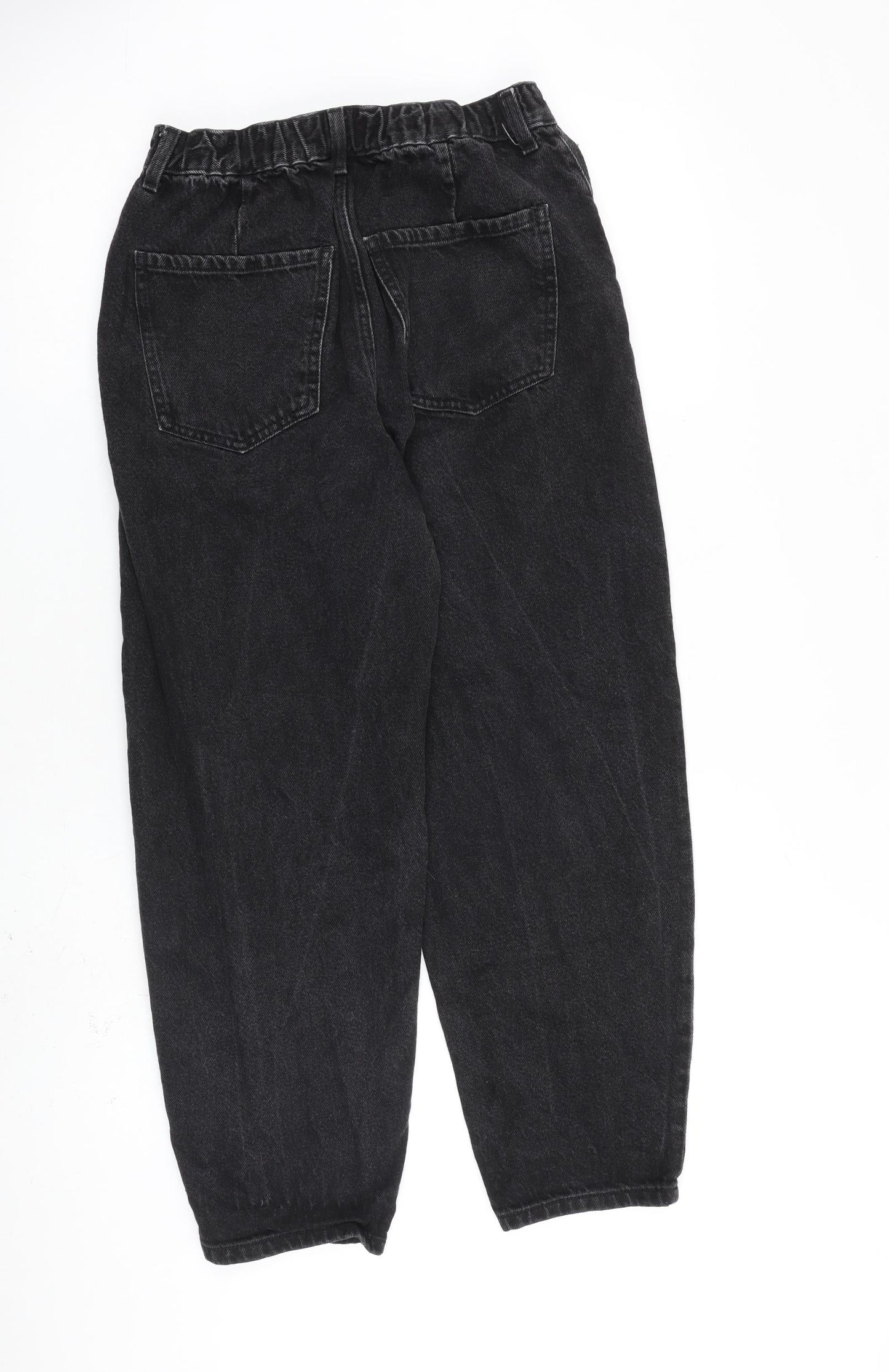 Bershka Womens Black Cotton Mom Jeans Size 26 in L26 in Regular Zip