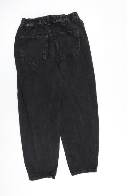 Bershka Womens Black Cotton Mom Jeans Size 26 in L26 in Regular Zip