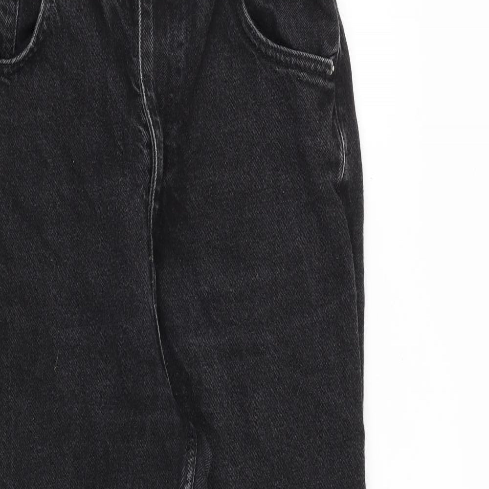 Bershka Womens Black Cotton Mom Jeans Size 26 in L26 in Regular Zip