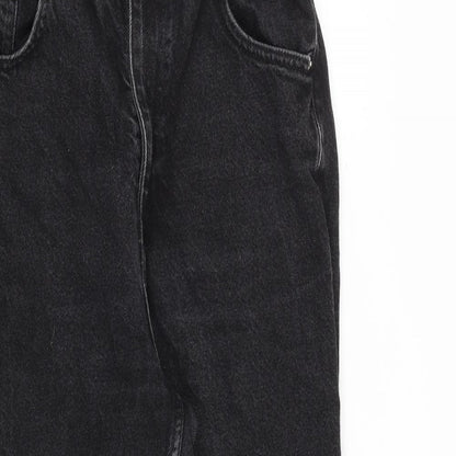 Bershka Womens Black Cotton Mom Jeans Size 26 in L26 in Regular Zip