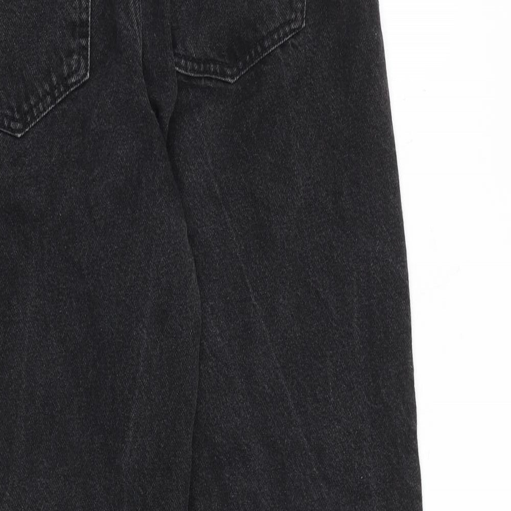 Bershka Womens Black Cotton Mom Jeans Size 26 in L26 in Regular Zip