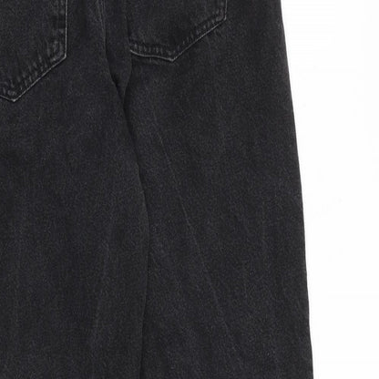 Bershka Womens Black Cotton Mom Jeans Size 26 in L26 in Regular Zip