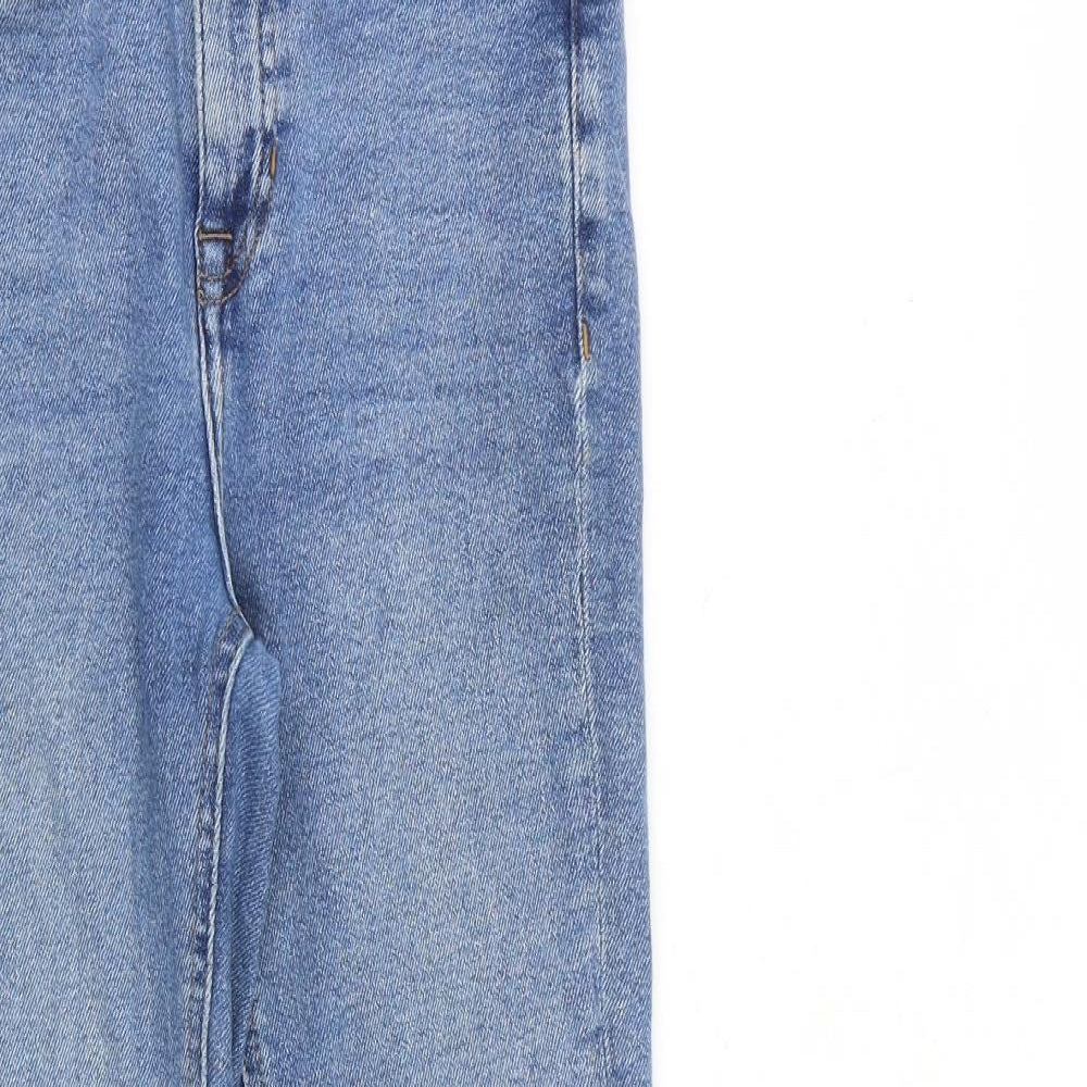 New Look Womens Blue Cotton Skinny Jeans Size 6 L26 in Regular Zip - Raw Hem