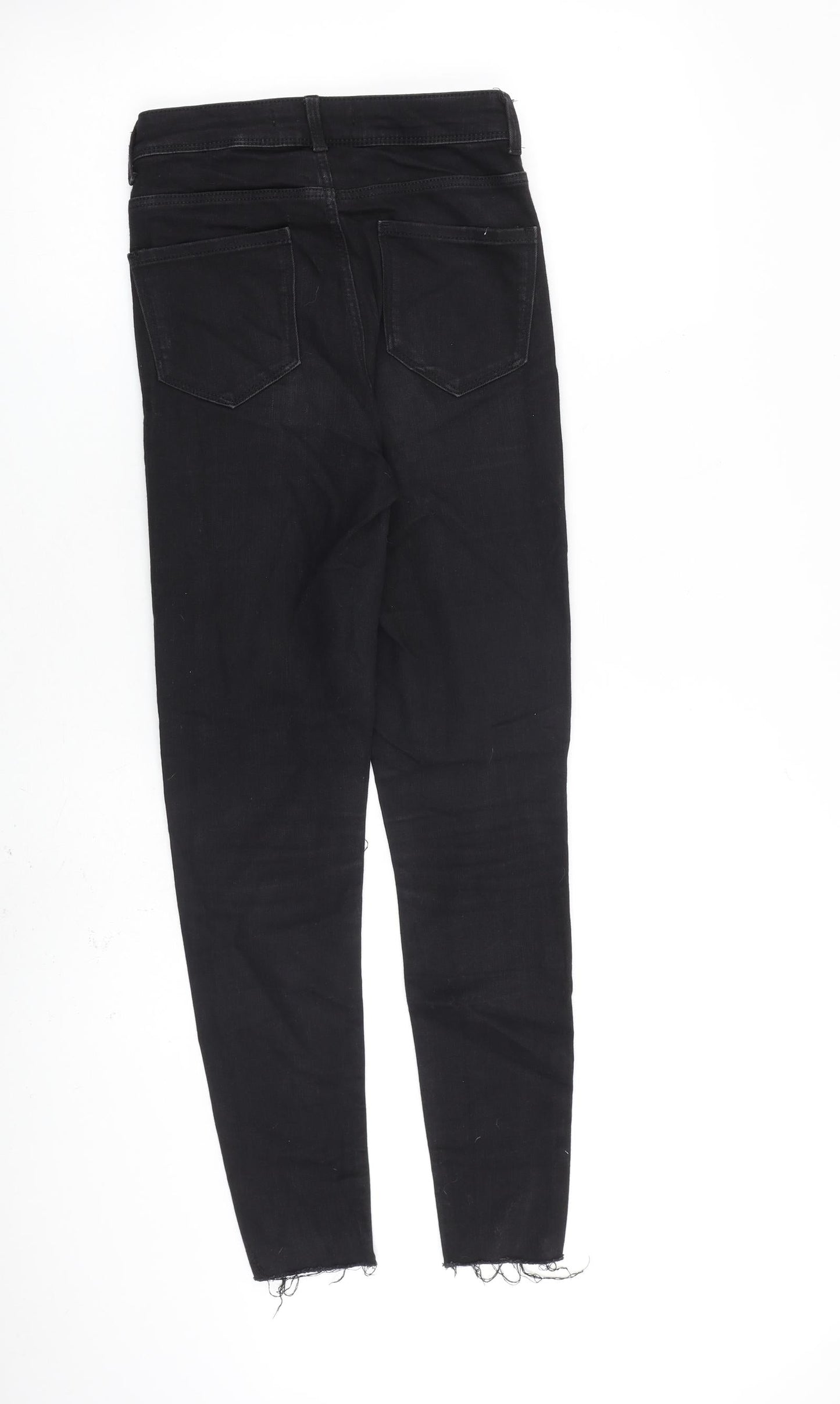 Zara Womens Black Cotton Skinny Jeans Size 6 L27 in Slim Zip - Raw Hem