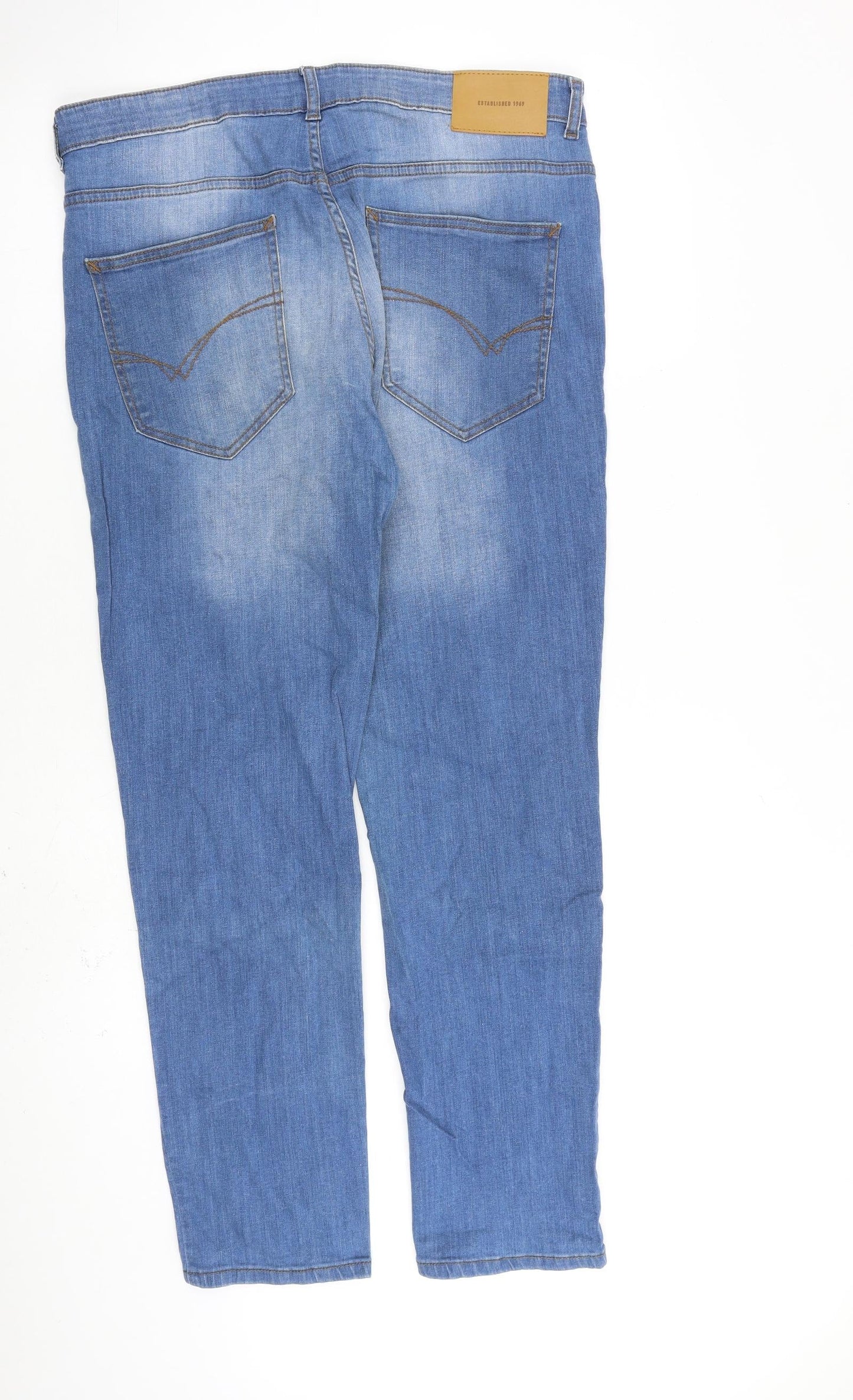 Denim & Co. Mens Blue Cotton Straight Jeans Size 34 in L30 in Slim Button