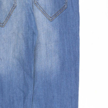 Denim & Co. Mens Blue Cotton Straight Jeans Size 34 in L30 in Slim Button