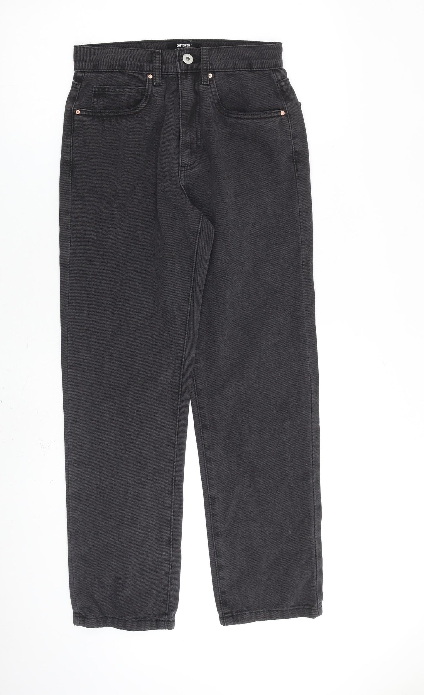 Cotton On Womens Grey Cotton Straight Jeans Size 8 L28 in Regular Zip