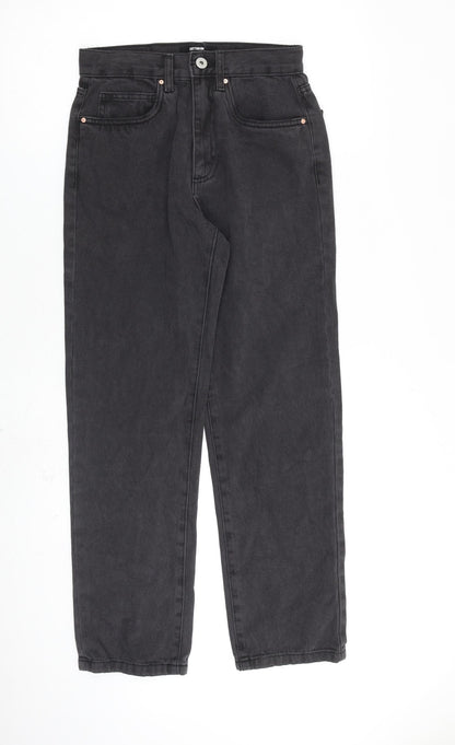 Cotton On Womens Grey Cotton Straight Jeans Size 8 L28 in Regular Zip