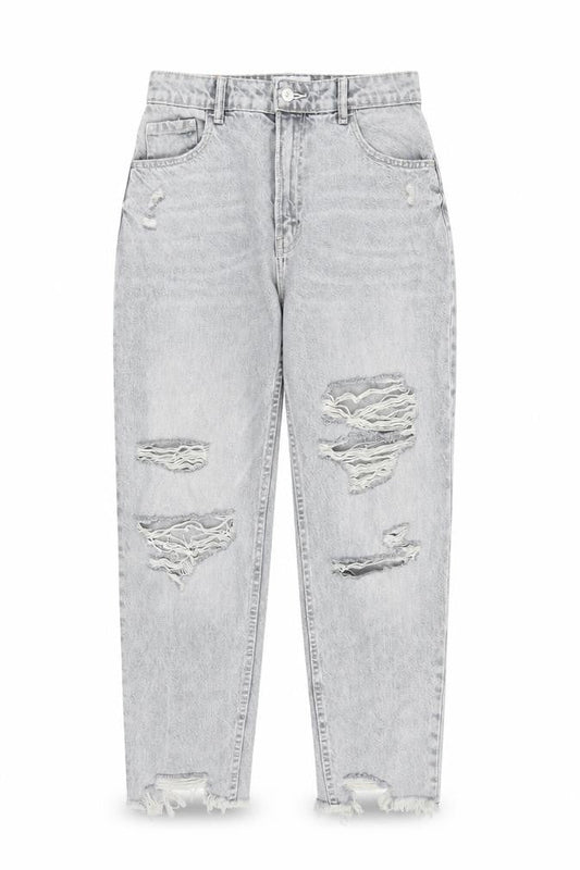 Womens UK Size 10 Bershka Regular Fit Straight Grey Jeans