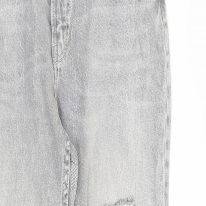 Bershka Womens Grey Cotton Straight Jeans Size 10 L27 in Regular Zip