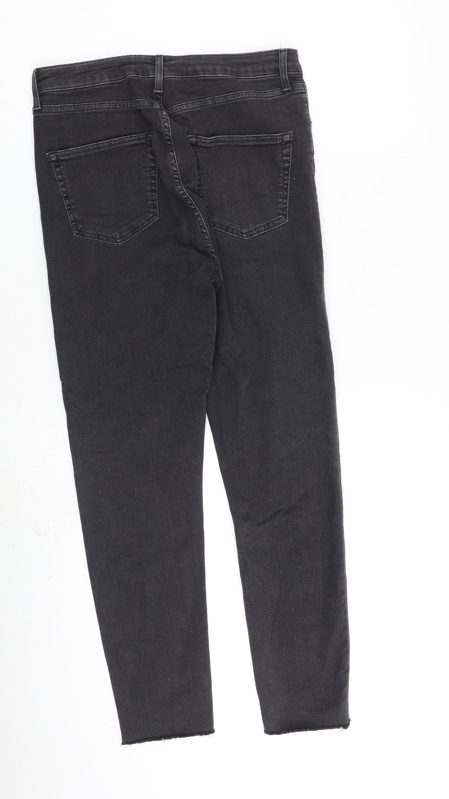 Topshop Womens Grey Cotton Straight Jeans Size 30 in L30 in Regular Zip