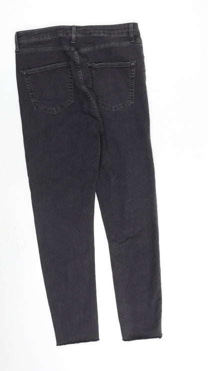 Topshop Womens Grey Cotton Straight Jeans Size 30 in L30 in Regular Zip