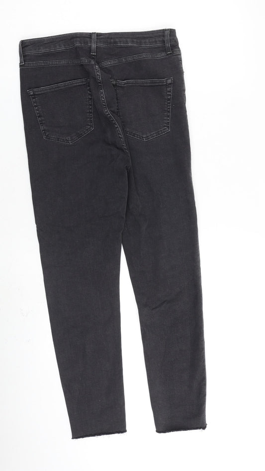 Topshop Womens Grey Cotton Straight Jeans Size 30 in L30 in Regular Zip