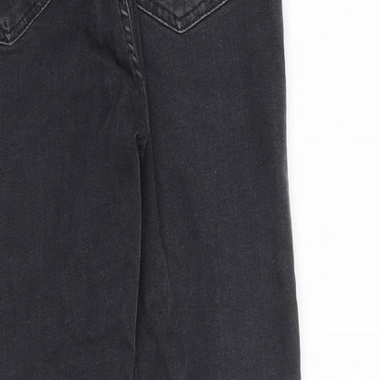 Topshop Womens Grey Cotton Straight Jeans Size 30 in L30 in Regular Zip