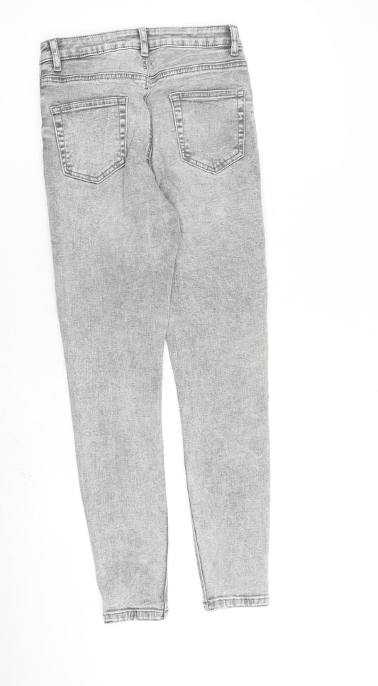 Denim & Co. Womens Grey Cotton Skinny Jeans Size 10 L28 in Regular Zip