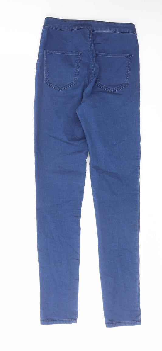 Miss Selfridge Womens Blue Cotton Skinny Jeans Size 10 L30 in Regular Zip