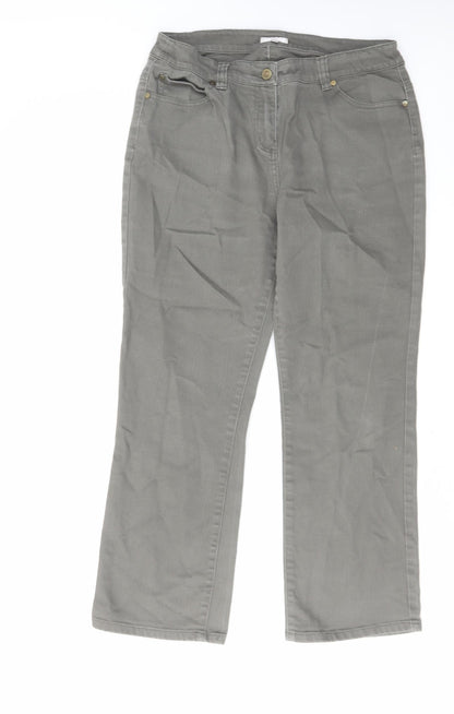 CC Womens Grey Cotton Straight Jeans Size 12 L27 in Regular Zip