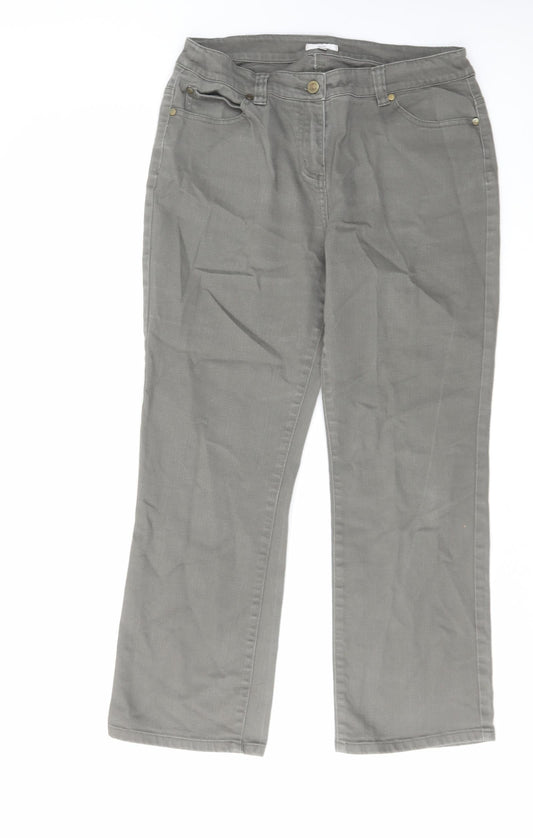 CC Womens Grey Cotton Straight Jeans Size 12 L27 in Regular Zip