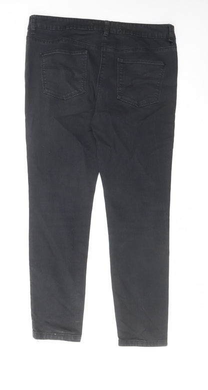 NEXT Womens Black Cotton Skinny Jeans Size 12 L27 in Regular Zip