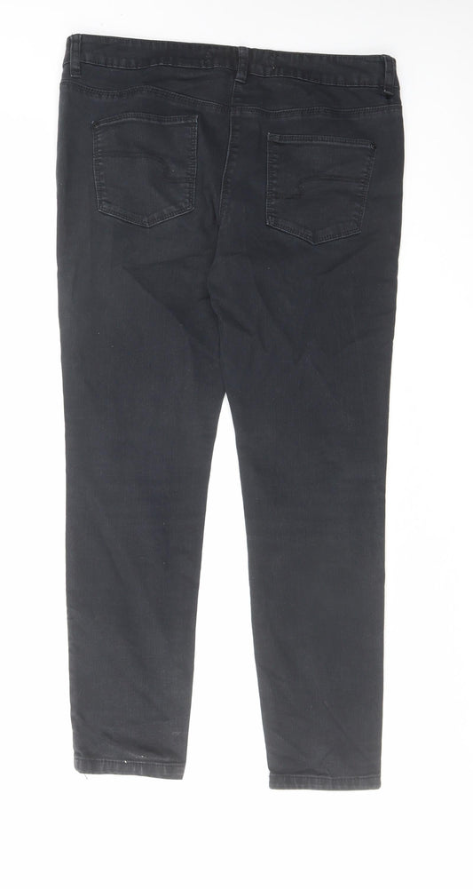 NEXT Womens Black Cotton Skinny Jeans Size 12 L27 in Regular Zip