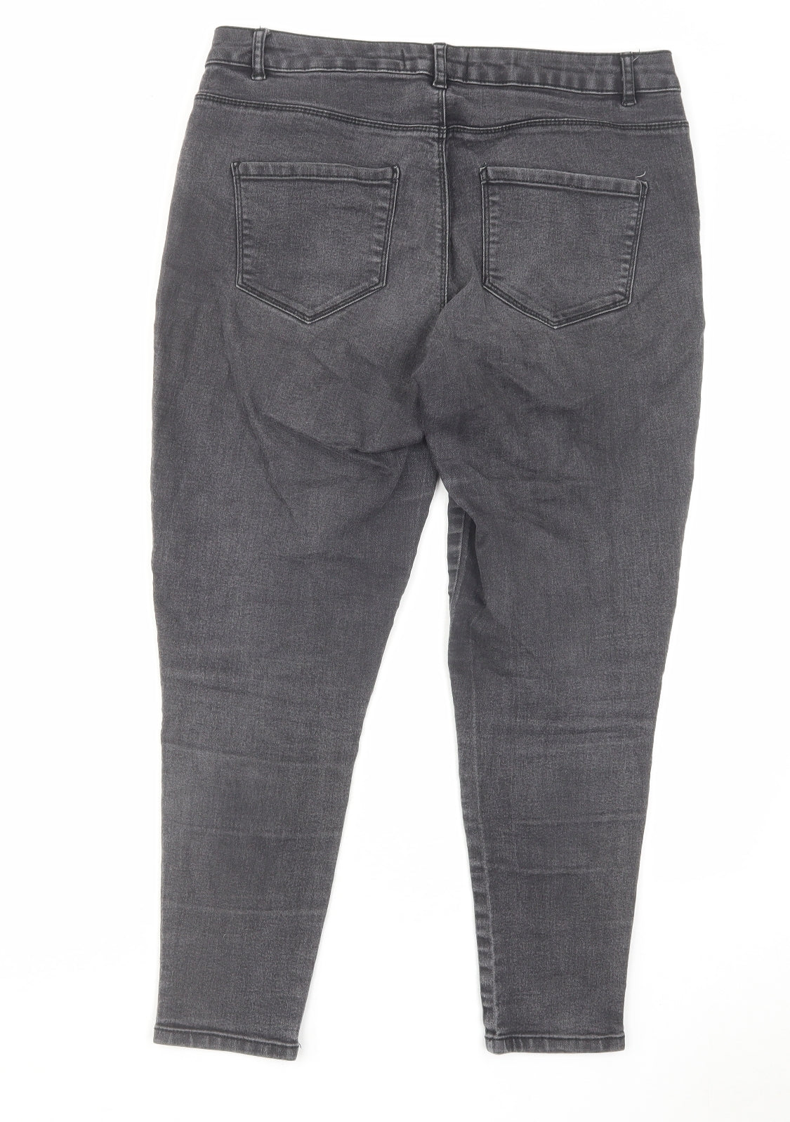 Dorothy Perkins Womens Grey Cotton Skinny Jeans Size 12 L24.5 in Regular Zip