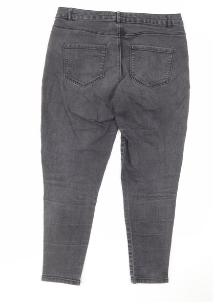Dorothy Perkins Womens Grey Cotton Skinny Jeans Size 12 L24.5 in Regular Zip