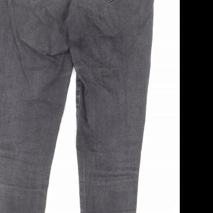 Dorothy Perkins Womens Grey Cotton Skinny Jeans Size 12 L24.5 in Regular Zip