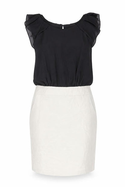 NEXT Womens Black Colourblock Polyester A-Line Size 8 Boat Neck Zip