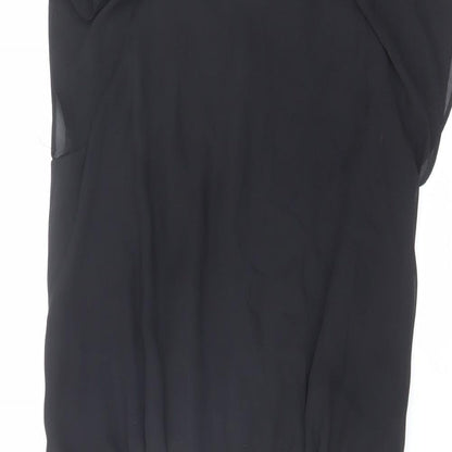 NEXT Womens Black Colourblock Polyester A-Line Size 8 Boat Neck Zip