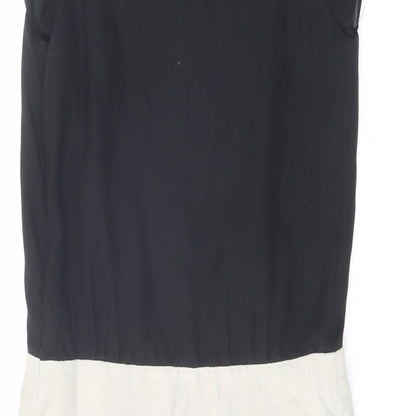 NEXT Womens Black Colourblock Polyester A-Line Size 8 Boat Neck Zip