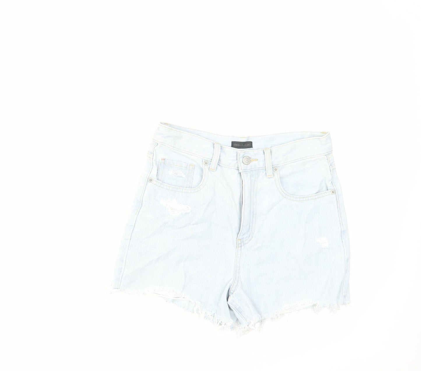 Uniqlo Womens Blue Cotton Cut-Off Shorts Size 24 in L3 in Regular Zip
