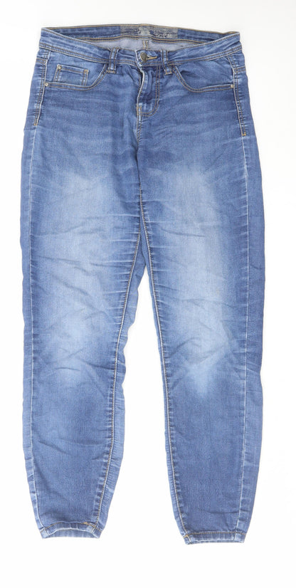 Denim & Co. Womens Blue Cotton Tapered Jeans Size 28 in L27 in Regular Zip