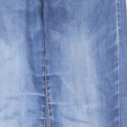 Denim & Co. Womens Blue Cotton Tapered Jeans Size 28 in L27 in Regular Zip