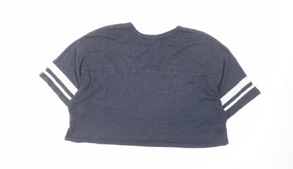 Womens UK Size L Pull&Bear Blue Cropped T-Shirt