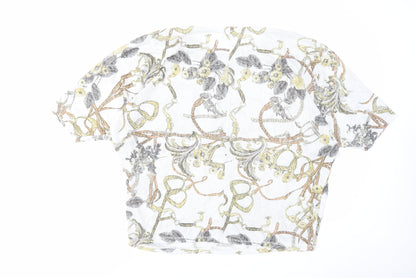 Womens UK Size S Blue Vanilla White Cropped Blouse