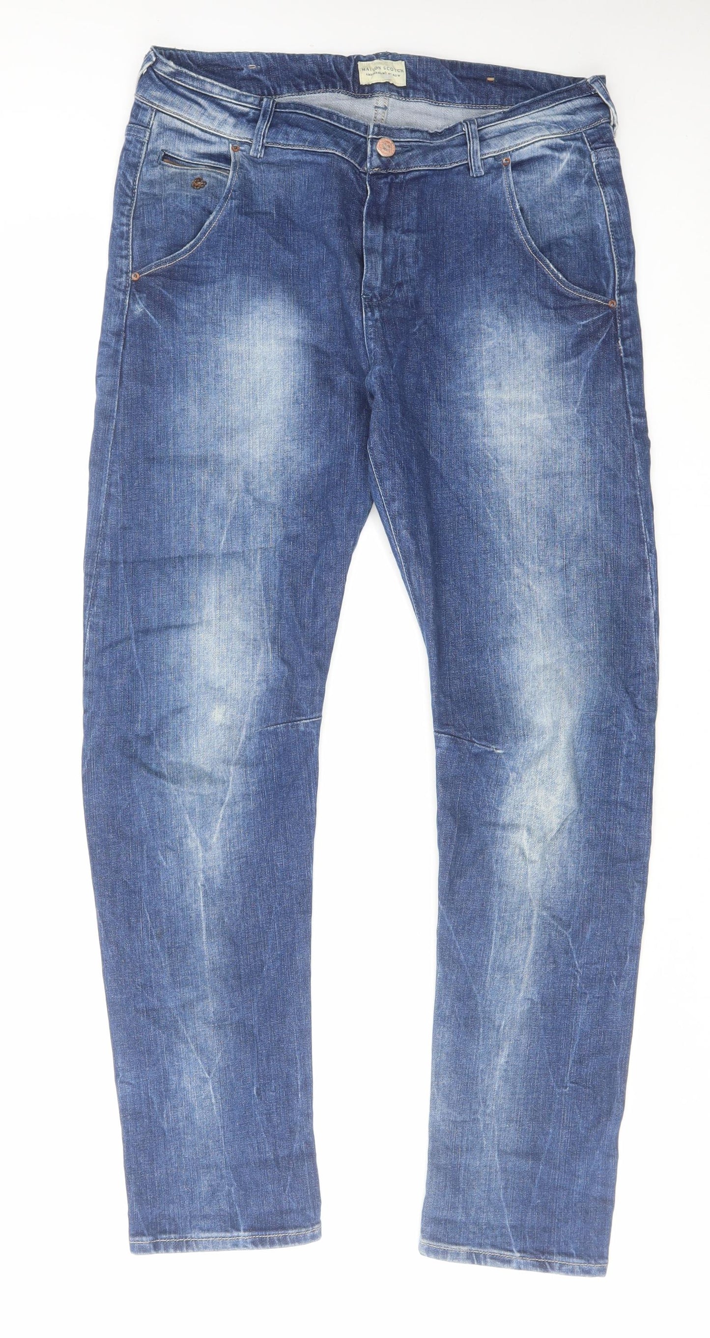 Maison Scotch Mens Blue Cotton Straight Jeans Size 29 in L32 in Regular Zip