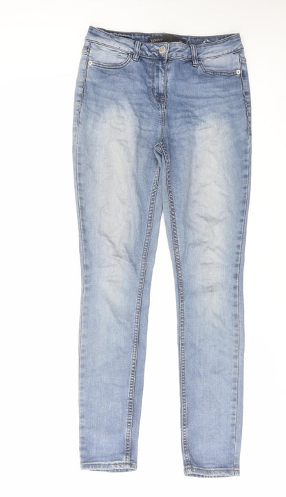 NEXT Womens Blue Cotton Skinny Jeans Size 8 L30 in Regular Zip