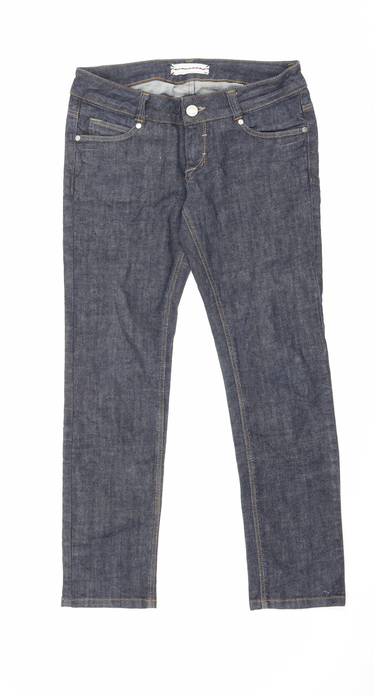 Topshop Womens Blue Cotton Straight Jeans Size 28 in L30 in Regular Zip