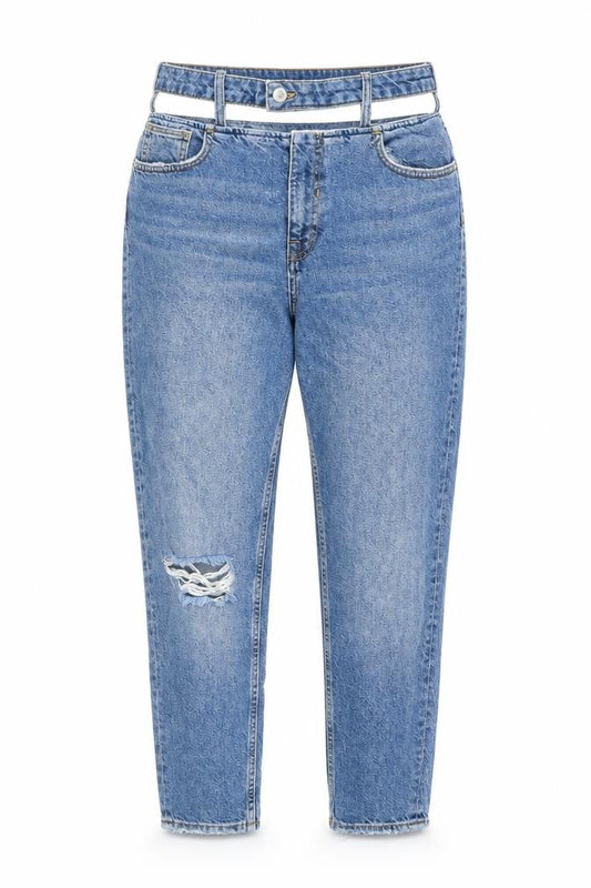 Womens UK Size 10 Bershka Regular Fit Boyfriend Blue Jeans