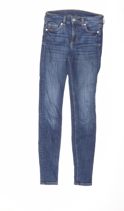 Monki Womens Blue Cotton Skinny Jeans Size 26 in L35.5 in Regular Zip
