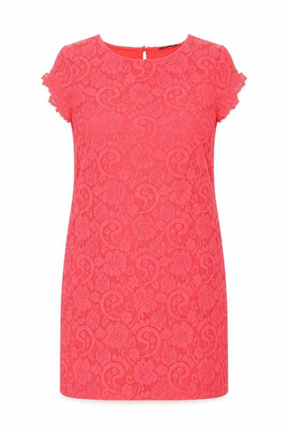 Dorothy Perkins Womens Orange Geometric Nylon Shift Size 16 Boat Neck Button