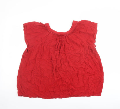 Bonmarché Womens Red Viscose Basic Blouse Size 16 Round Neck