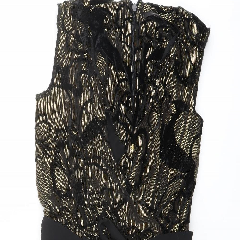 River Island Womens Black Geometric Viscose Playsuit One-Piece Size 6 Zip