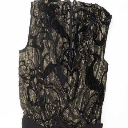 River Island Womens Black Geometric Viscose Playsuit One-Piece Size 6 Zip