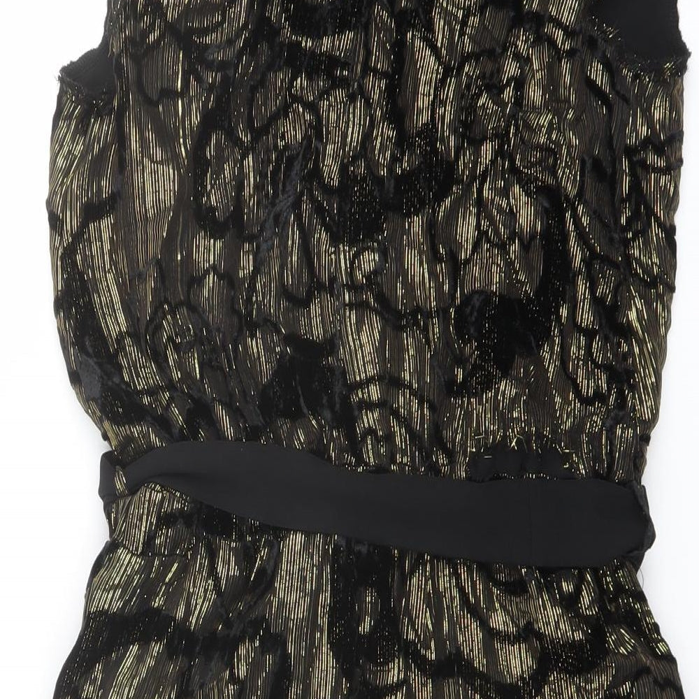 River Island Womens Black Geometric Viscose Playsuit One-Piece Size 6 Zip