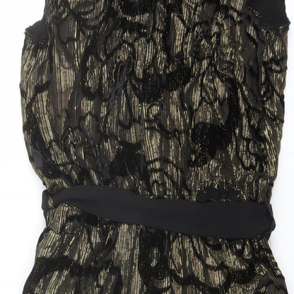 River Island Womens Black Geometric Viscose Playsuit One-Piece Size 6 Zip