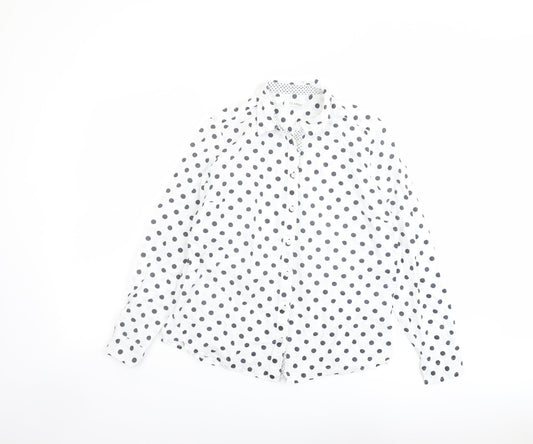 Womens UK Size 12 Classic White Basic Button-Up